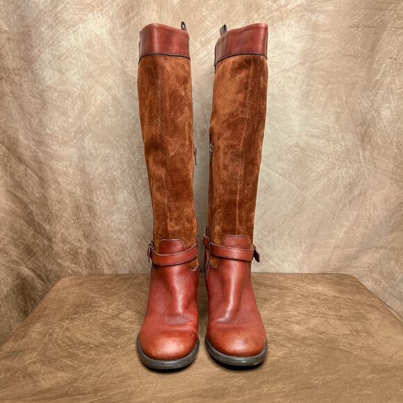 Naturalizer Vintage Y2K Glassy Calf High Suede Boots Block Heel Womens 8 Studded - Picture 5 of 10